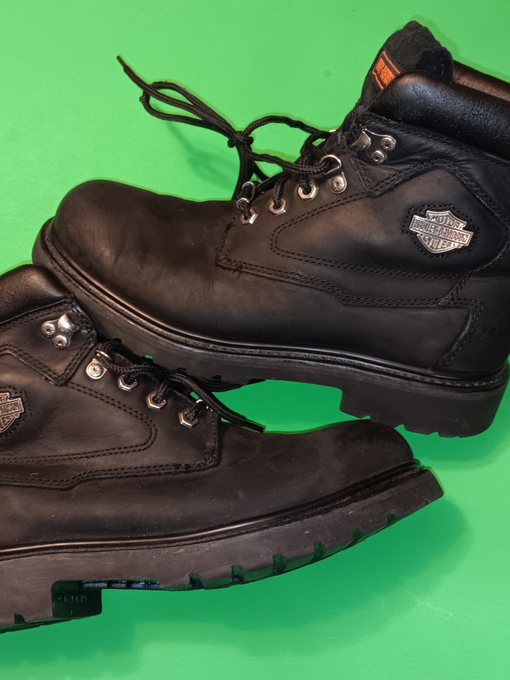 HARLEY-DAVIDSON Motorcycle Boots (#91005) Preowned Black Leather Men's Size 9.5 - Picture 6 of 12